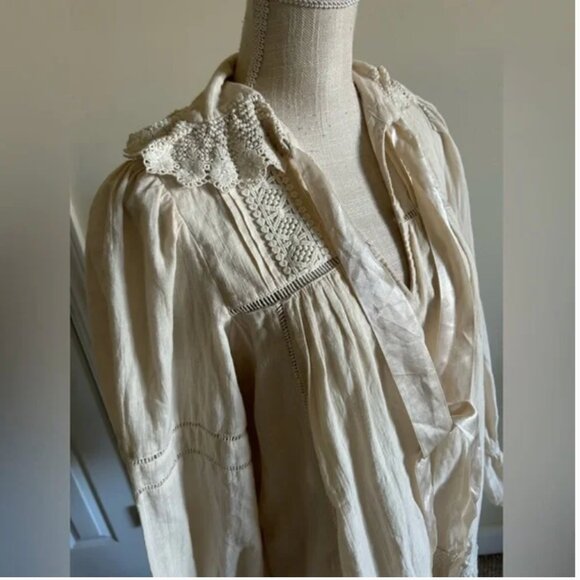 Free People 5 O'clock Tea Time Mini Dress Ivory Color Cotton size XS - Picture 5 of 11